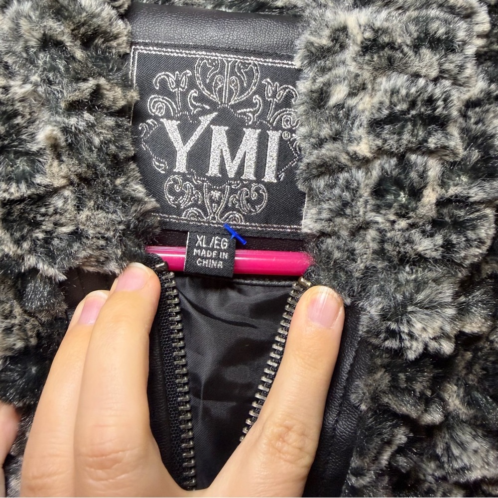 YMI Wild Cat Faux Fur Vest in Black and White - Picture 3 of 6